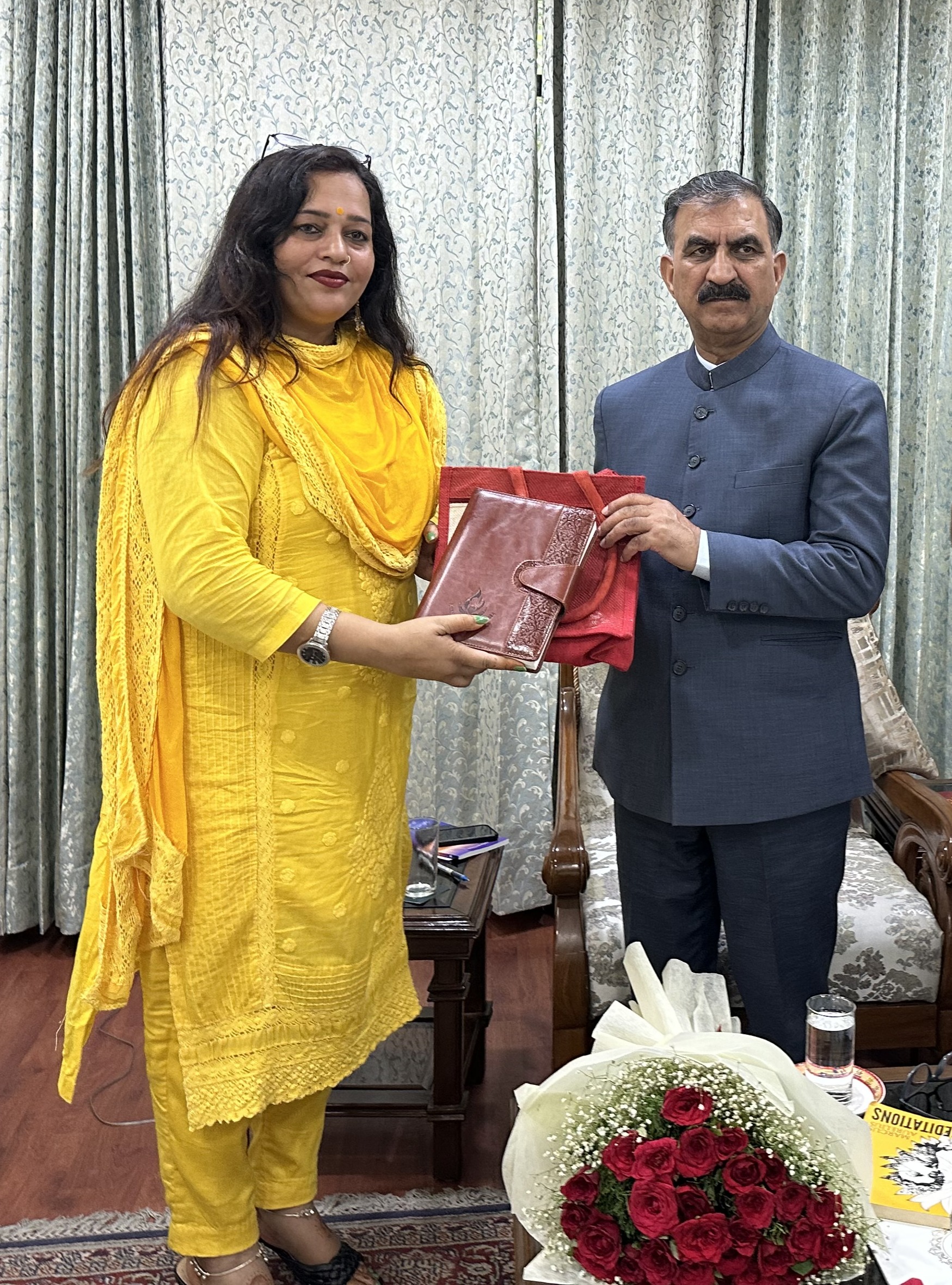 Seema Samkhyan With Himachal Pradesh Chief Minister Sukkhu